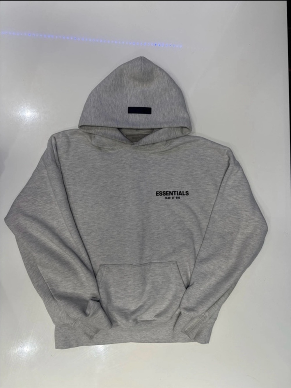New Essentials dark Gray Pullover Hoodie with Small Logo